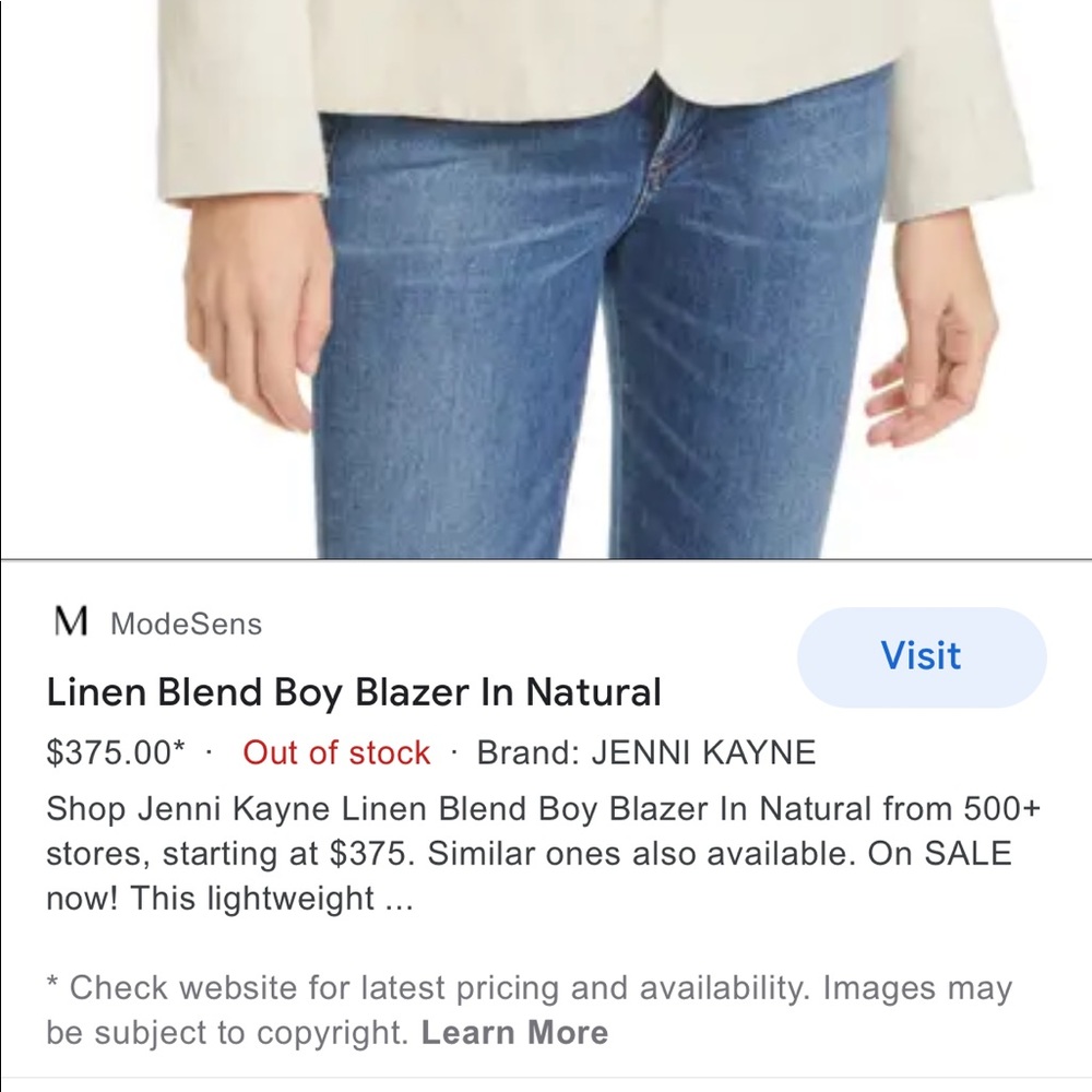 NWOT $375 JENNI KAYNE Linen Blend Boy Blazer In Natural size XS - Picture 7 of 16